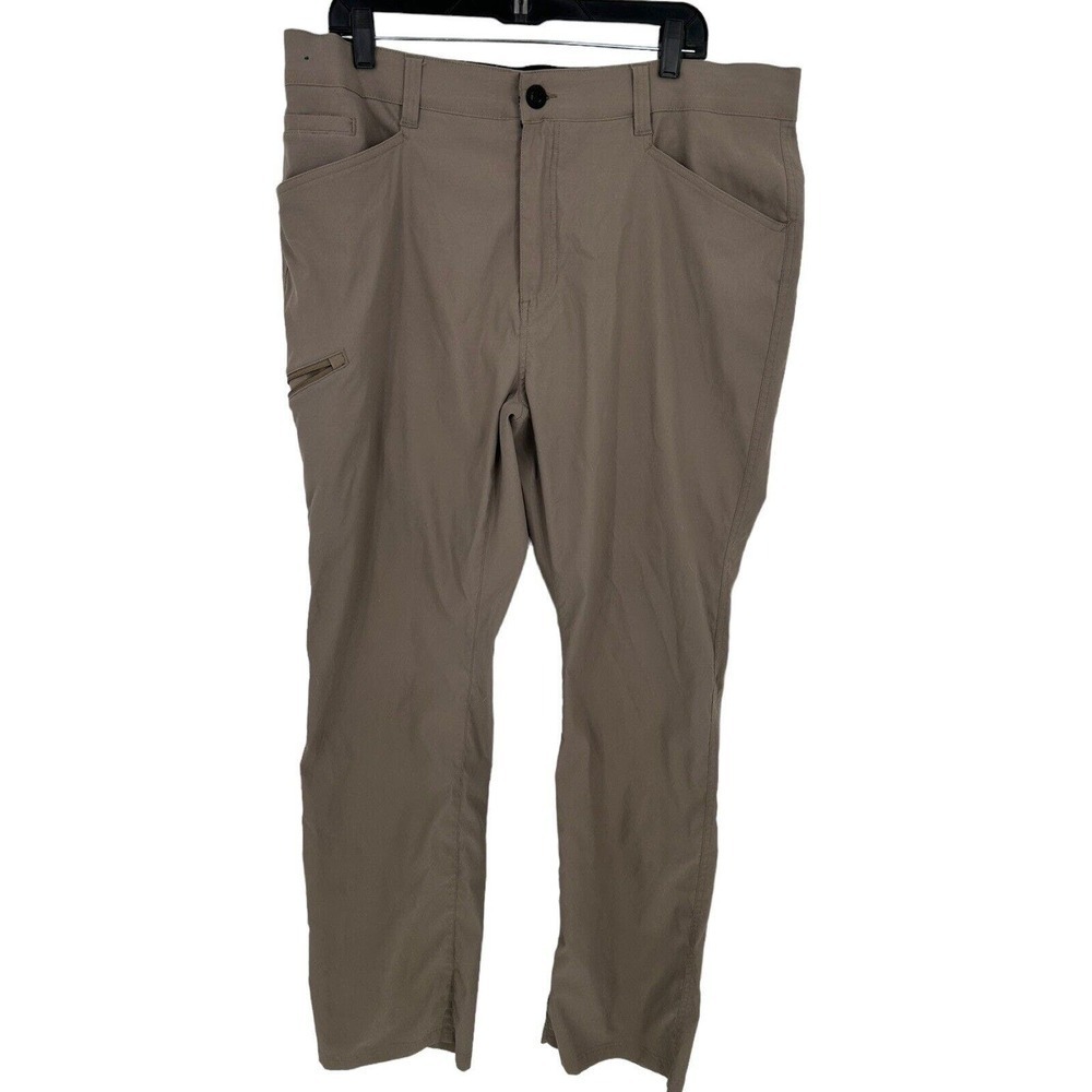 Orvis Men's Flat Front Nylon Canvas Pants Khaki Tan Size 40x34 (Note Flaw)